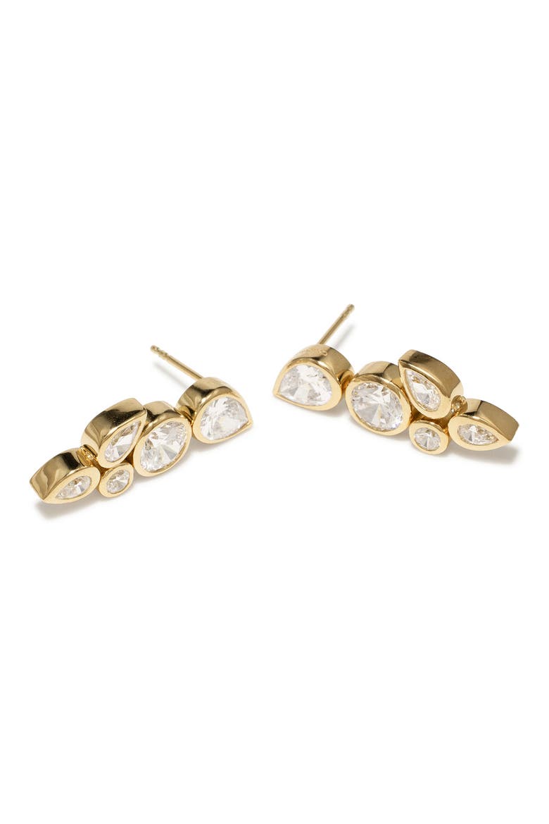Like Peas in a Pod Cubic Zirconia Stud Earrings, Alternate, color, 18CT GOLD PLATED