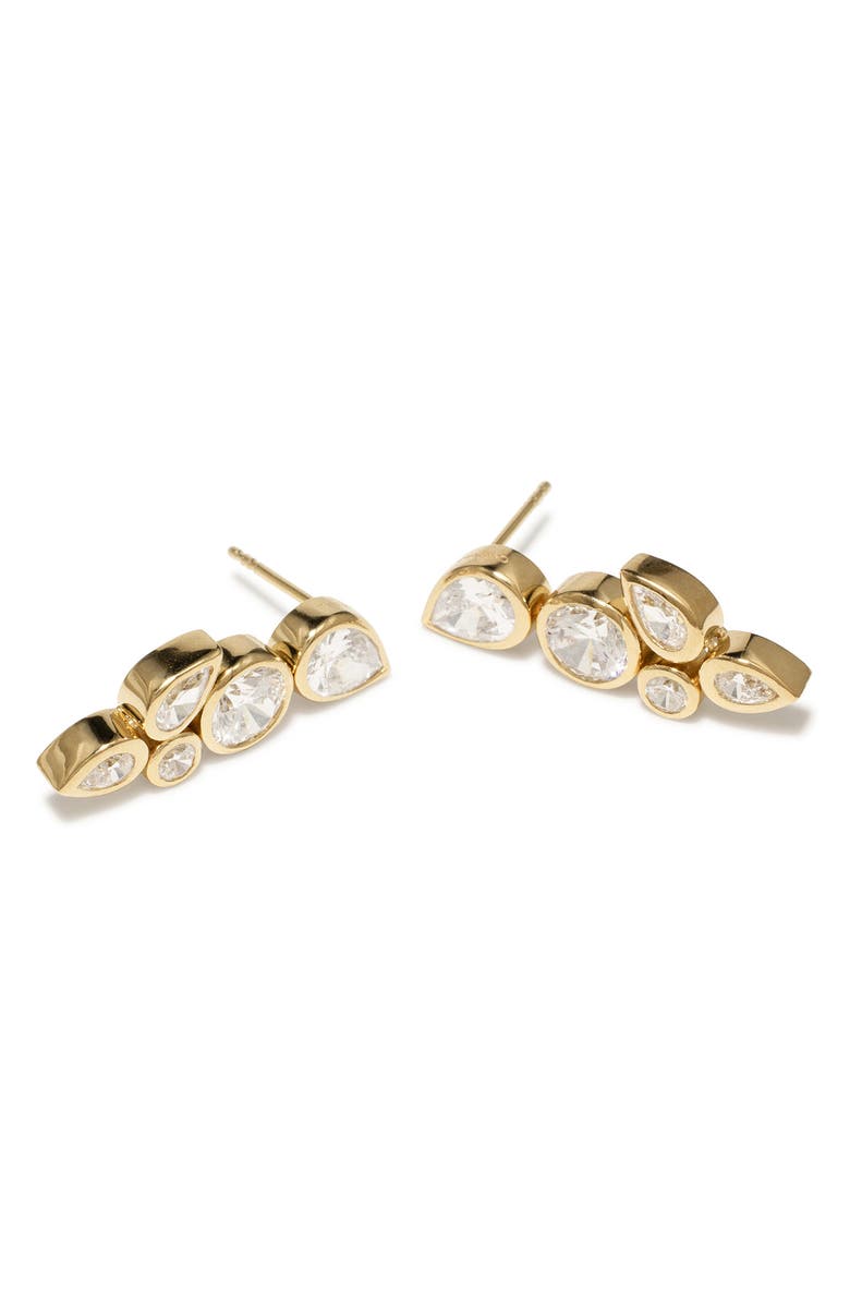COMPLETEDWORKS Like Peas in a Pod Cubic Zirconia Stud Earrings, Alternate, color, 18Ct Gold Plated