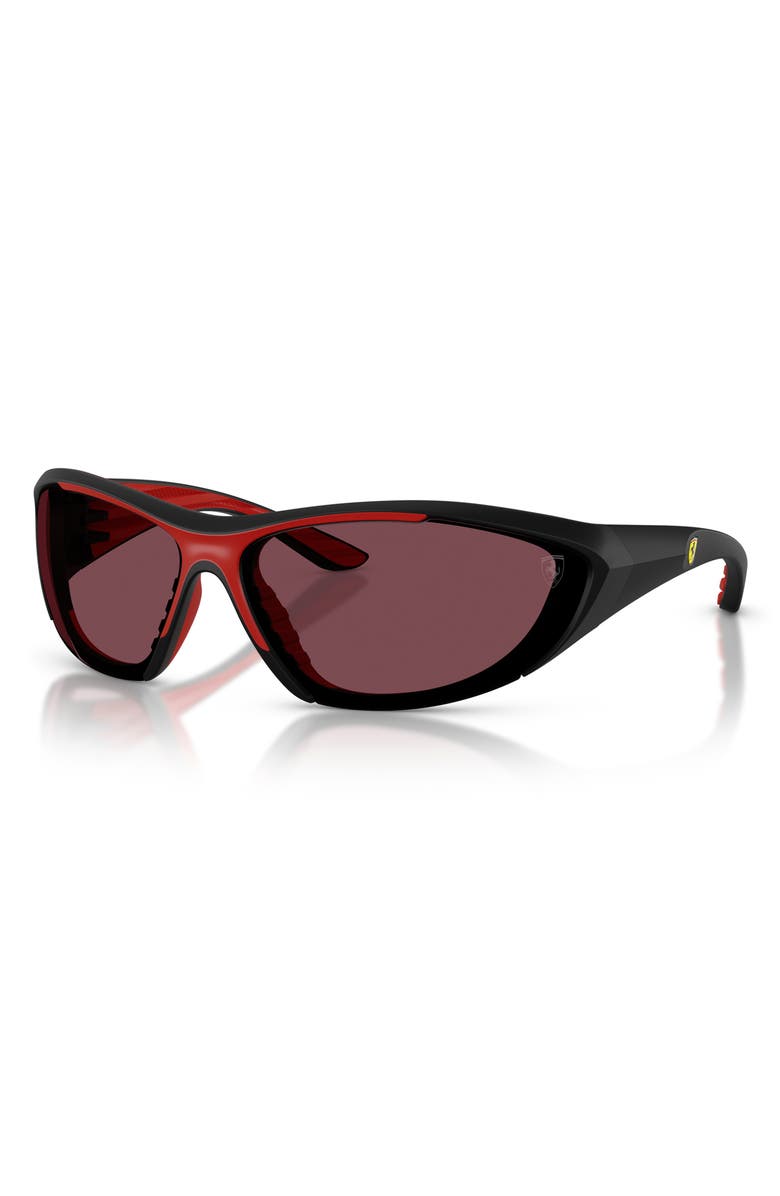Scuderia Ferrari 73mm Cat Eye Sunglasses, Alternate, color, Black Matte / Red Contrast Pro