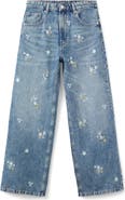 MANGO Floral Embroidered Straight Leg Jeans
