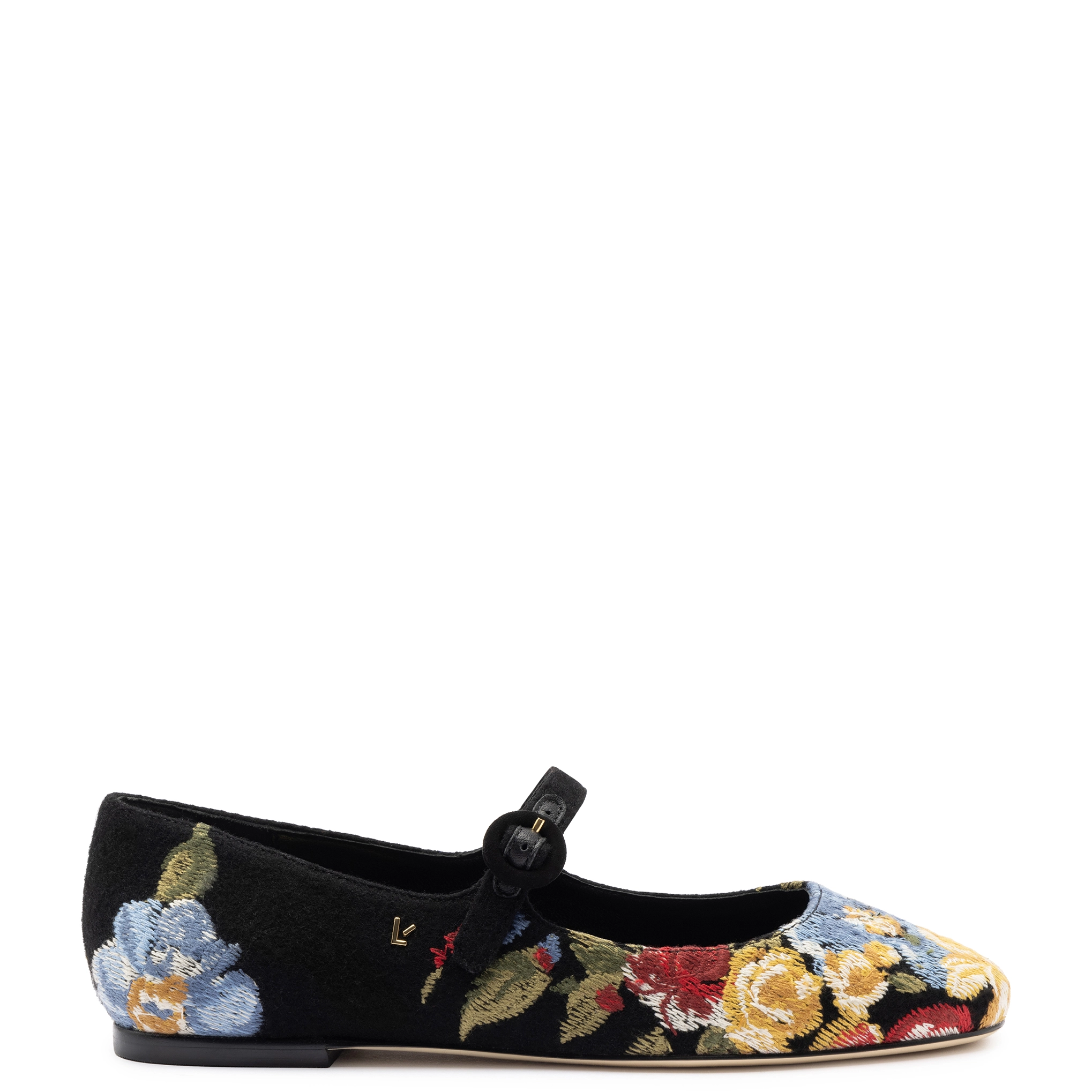 Larroudé x Markarian Flat In Floral Wool and Embroidery, Main, color, 