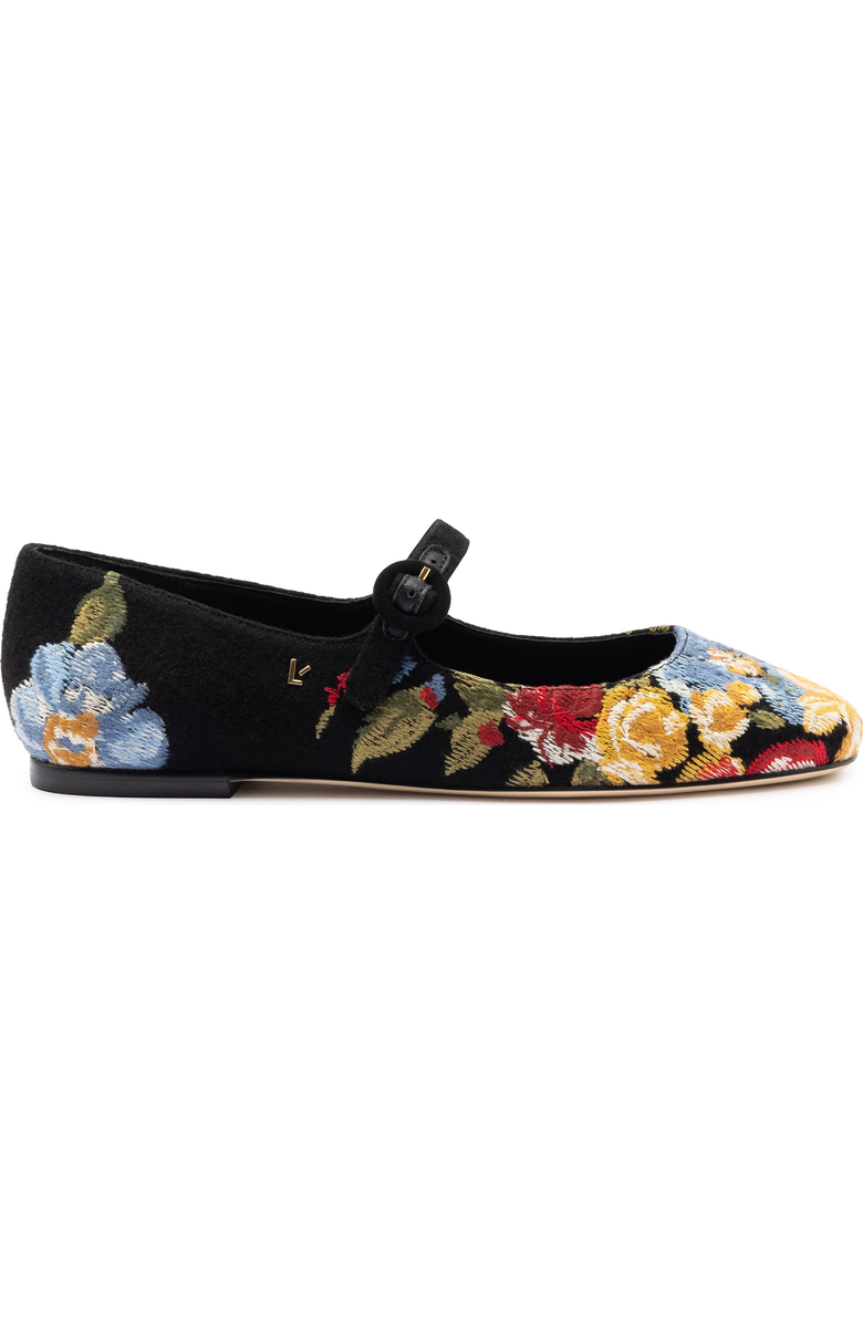 Larroudé x Markarian Flat In Floral Wool and Embroidery, Main, color,