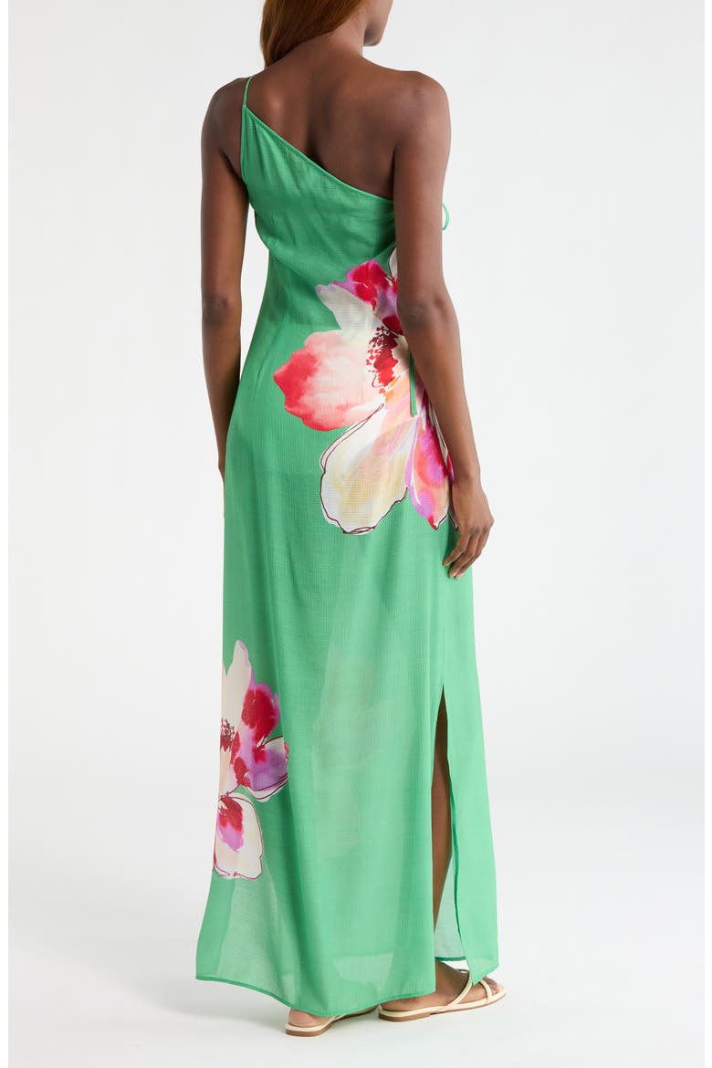One-Shoulder Cover-Up Maxi Dress, Alternate, color, GREEN TRELLIS