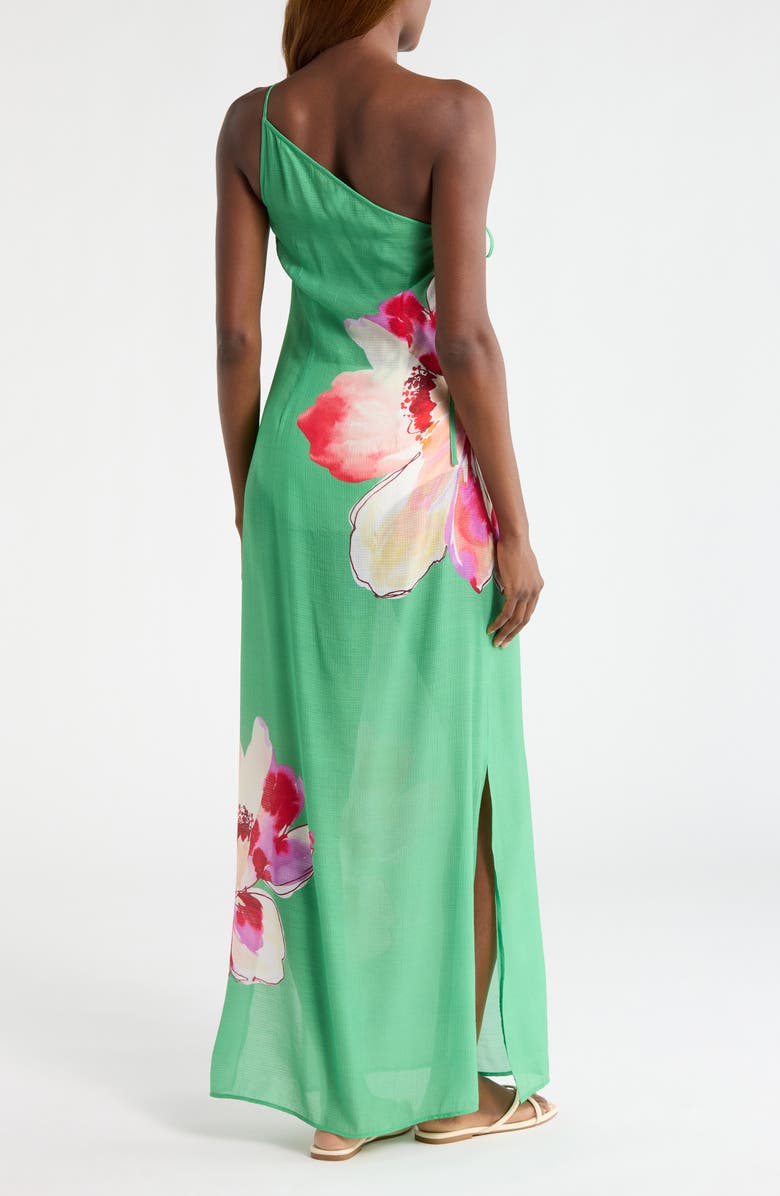 Hutch One-Shoulder Cover-Up Maxi Dress, Alternate, color, Green Trellis