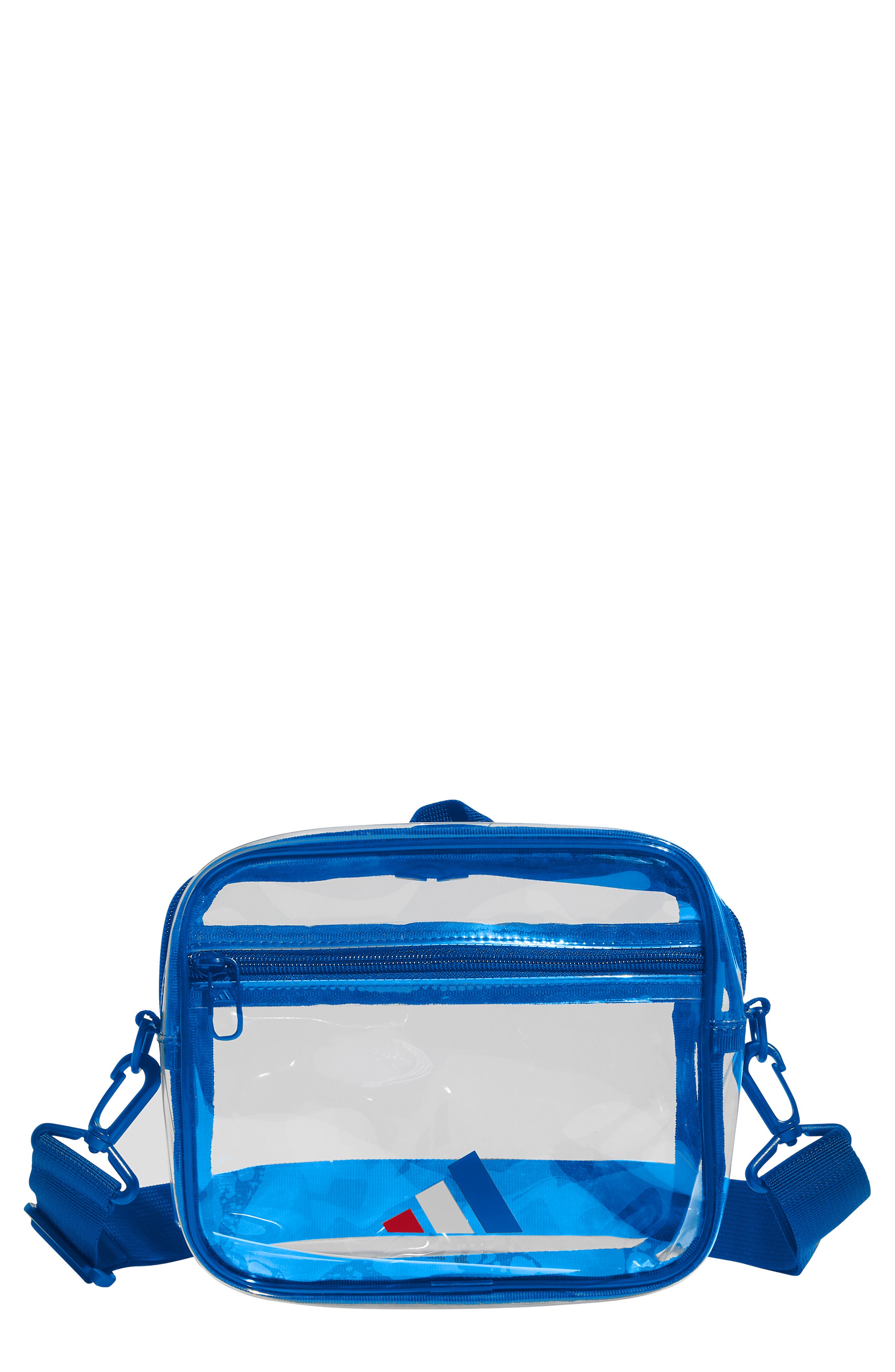 Transparent Bag, Main, color, CLEAR/ BOLD BLUE/ SCARLET