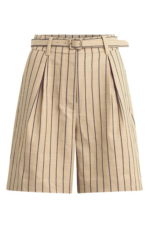 Favorite Daughter The Weekend Stripe Cotton Blend Shorts In Brown