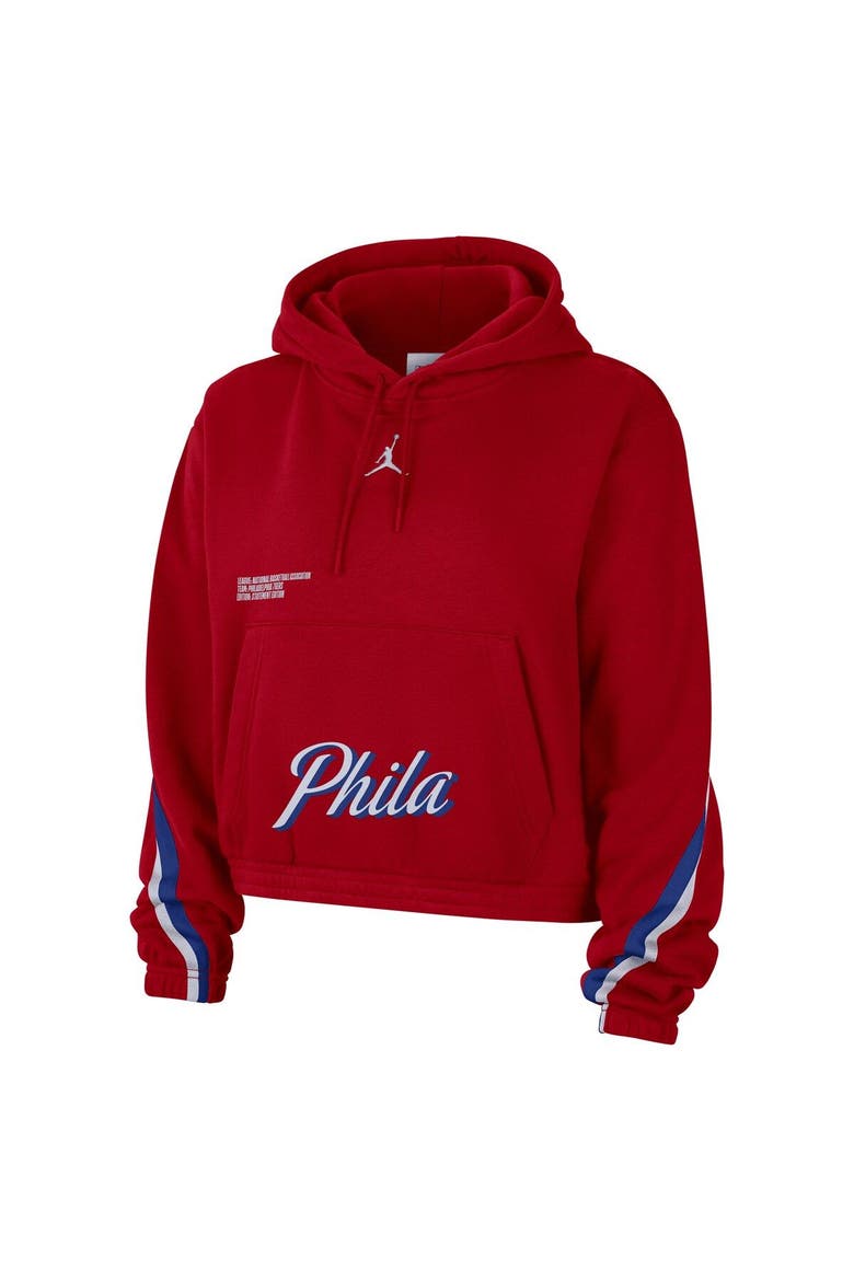 Women's Jordan Brand Red Philadelphia 76ers Courtside Statement Edition Pullover Hoodie, Alternate, color, Red