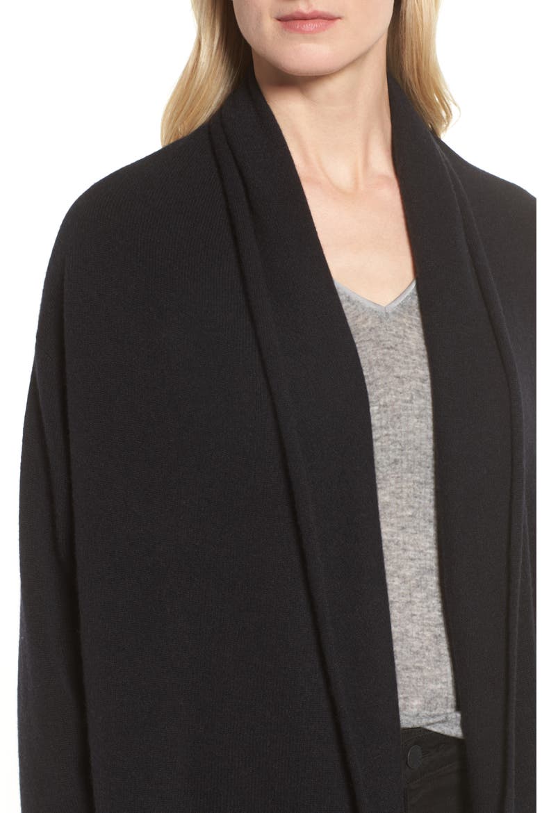 Shawl Collar Cashmere Cardigan, Alternate, color, BLACK