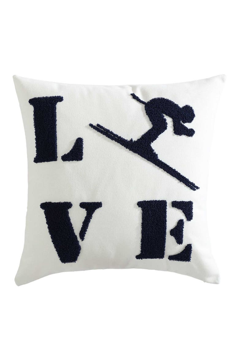 Love Ski Decorative Felt Accent Pillow, Main, color, DARK BLUE