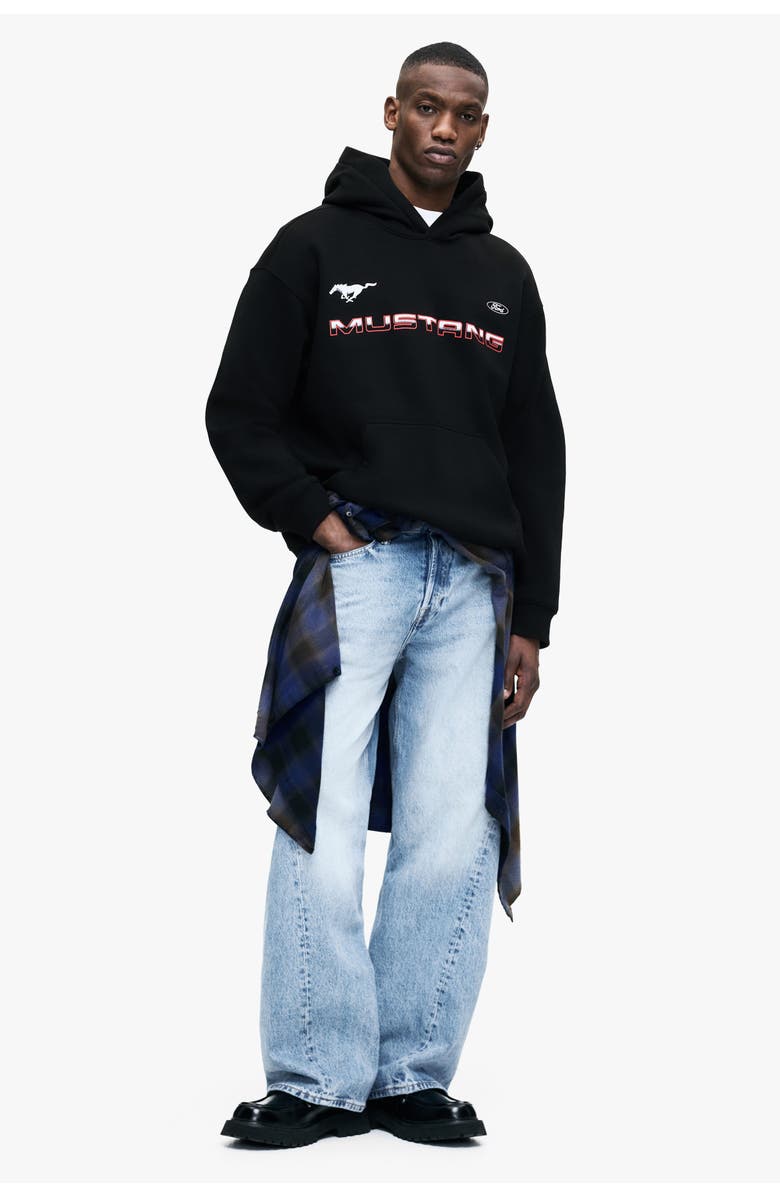 H&M Loose Fit Hoodie, Alternate, color, Black/Ford