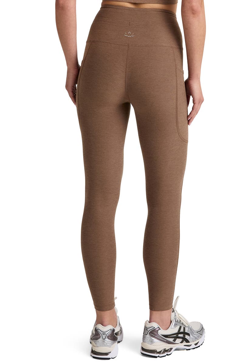 Beyond Yoga Space Dye Pocket Midi Leggings, Alternate, color, True Chocolate Heather