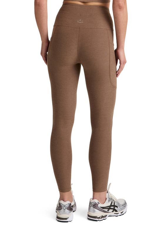 Beyond Yoga Space Dye Pocket Midi Leggings In Brown
