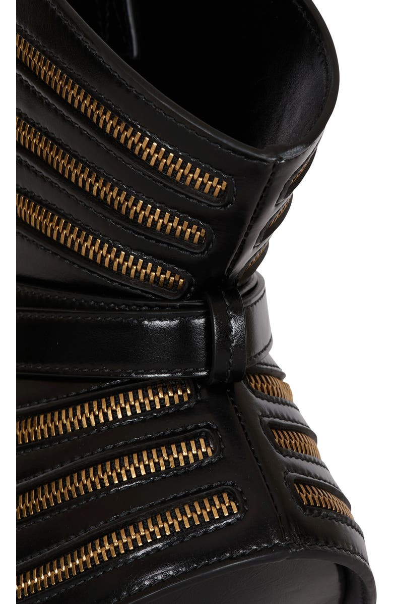 Balmain Medium Shuffle Zips bag in calfskin leather, Alternate, color, Black