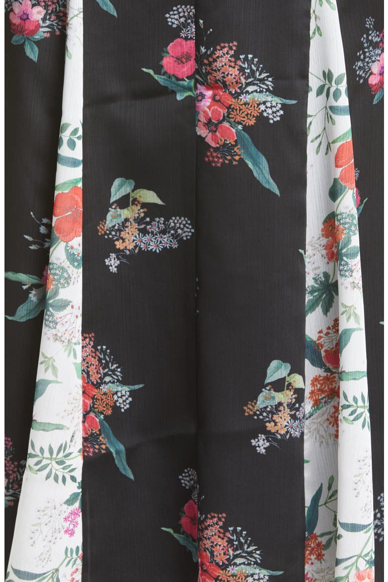 Metropolis Floral Print Midi Dress, Alternate, color, BLACK