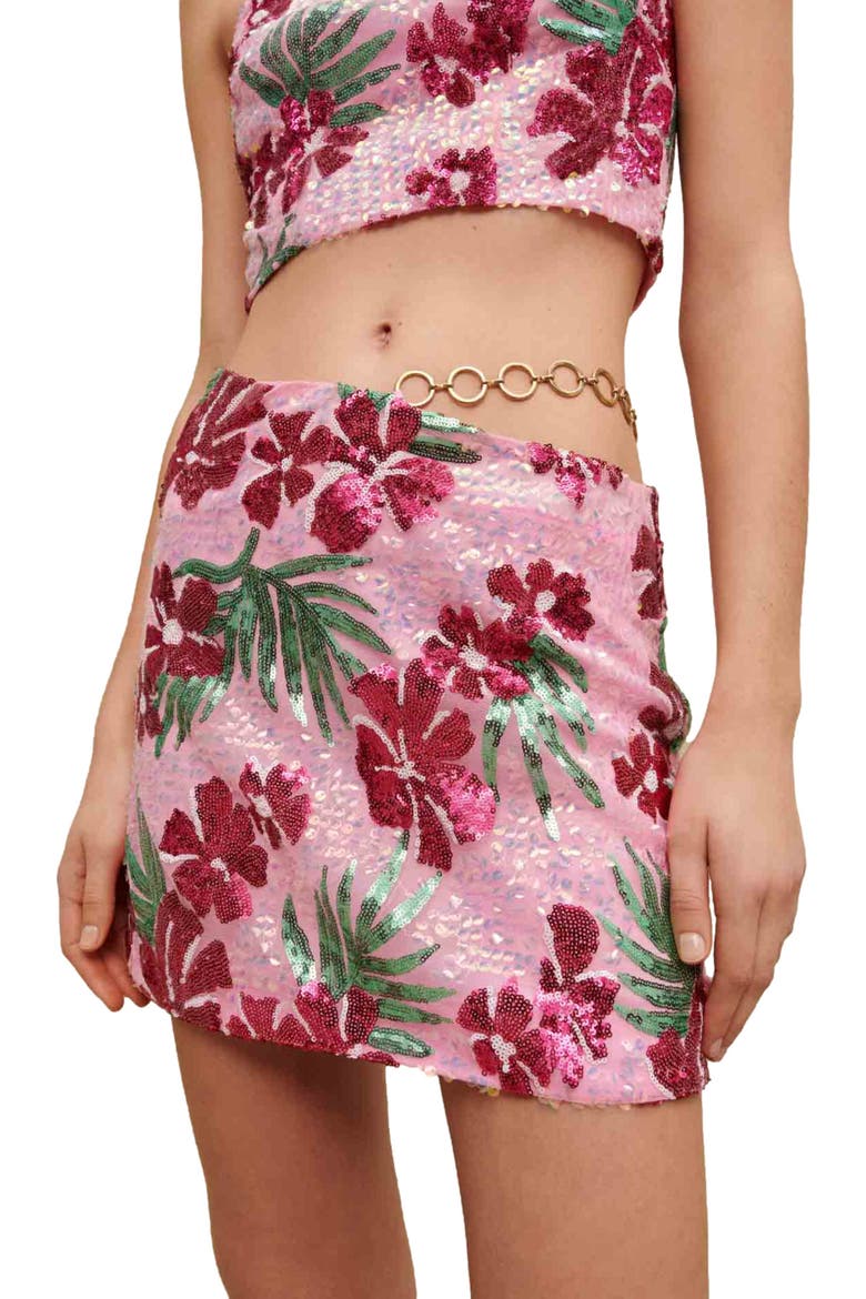Joustik Seqin Floral Skirt, Alternate, color, PRINT PINK HIBISCUS