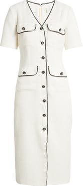 ZOE AND CLAIRE Pocket Tweed Midi Dress