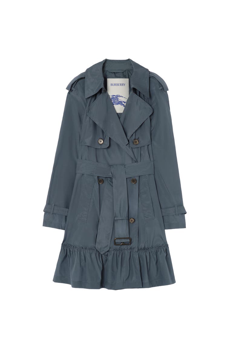 Short Silk Tillydrine Trench Coat, Main, color, Seafarer blue