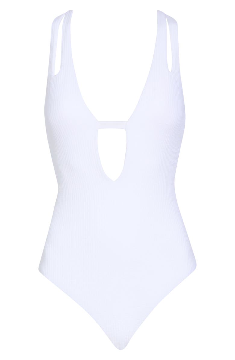 Becca Deep V-Neck Teardrop One-Piece Swimsuit, Alternate, color, 