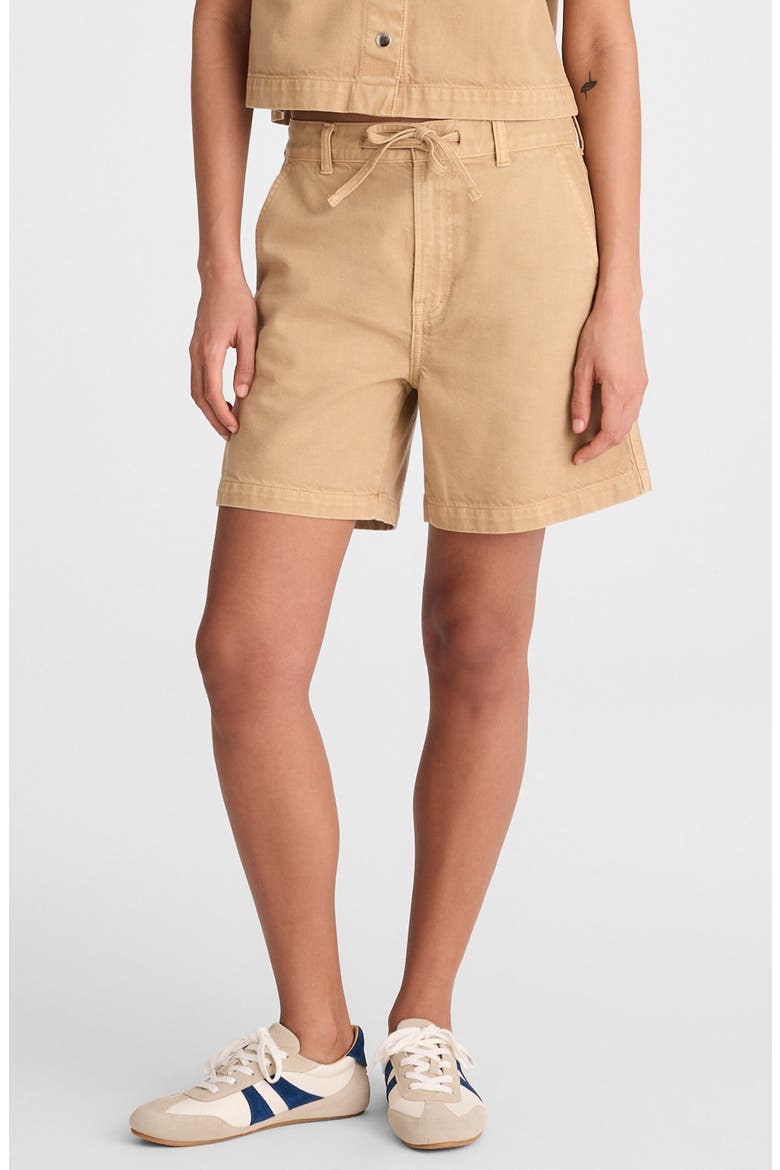 Drawstring Airy Denim Shorts, Main, color, FAWN