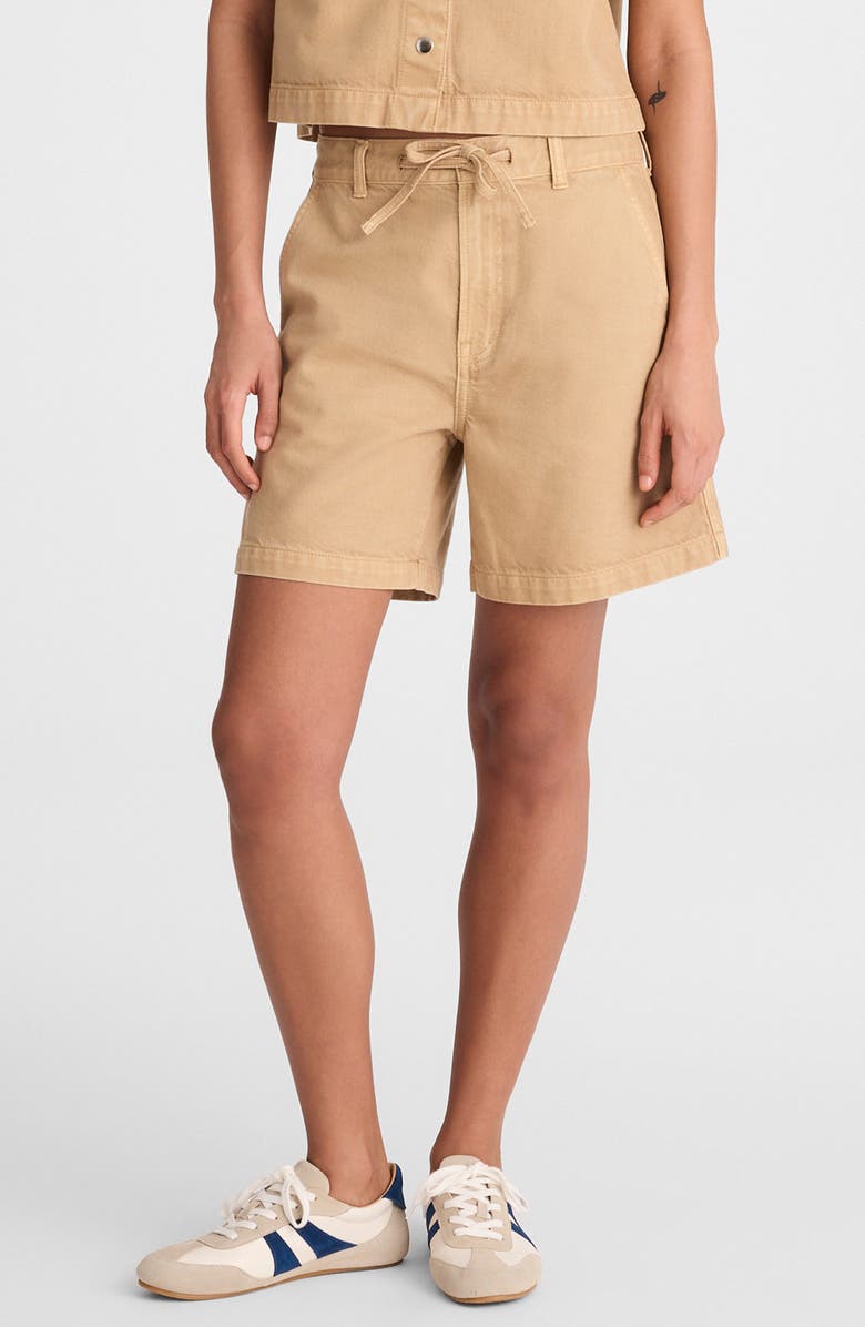 Madewell Drawstring Airy Denim Shorts, Main, color, Fawn