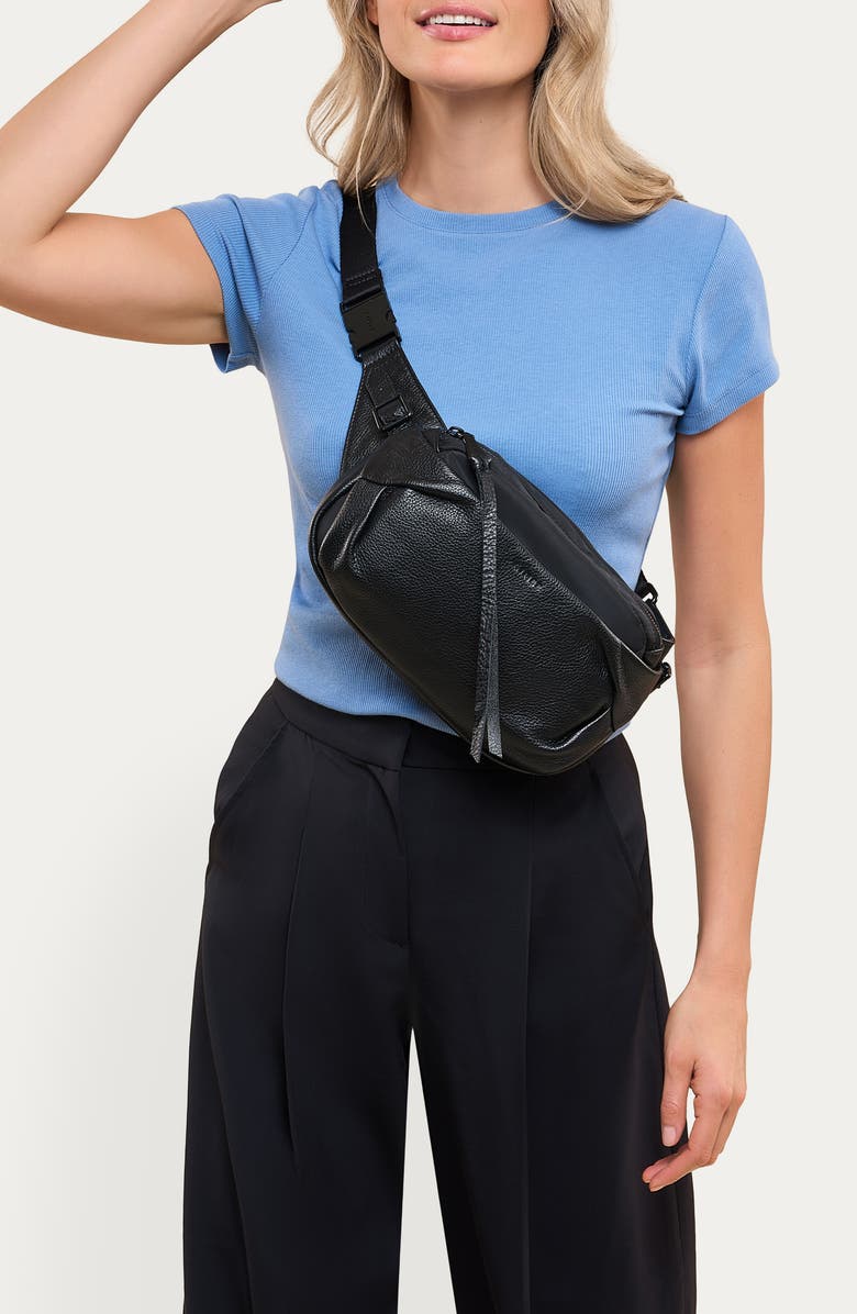 AIMEE Seeker Leather Sling Bag, Alternate, color, Blackout