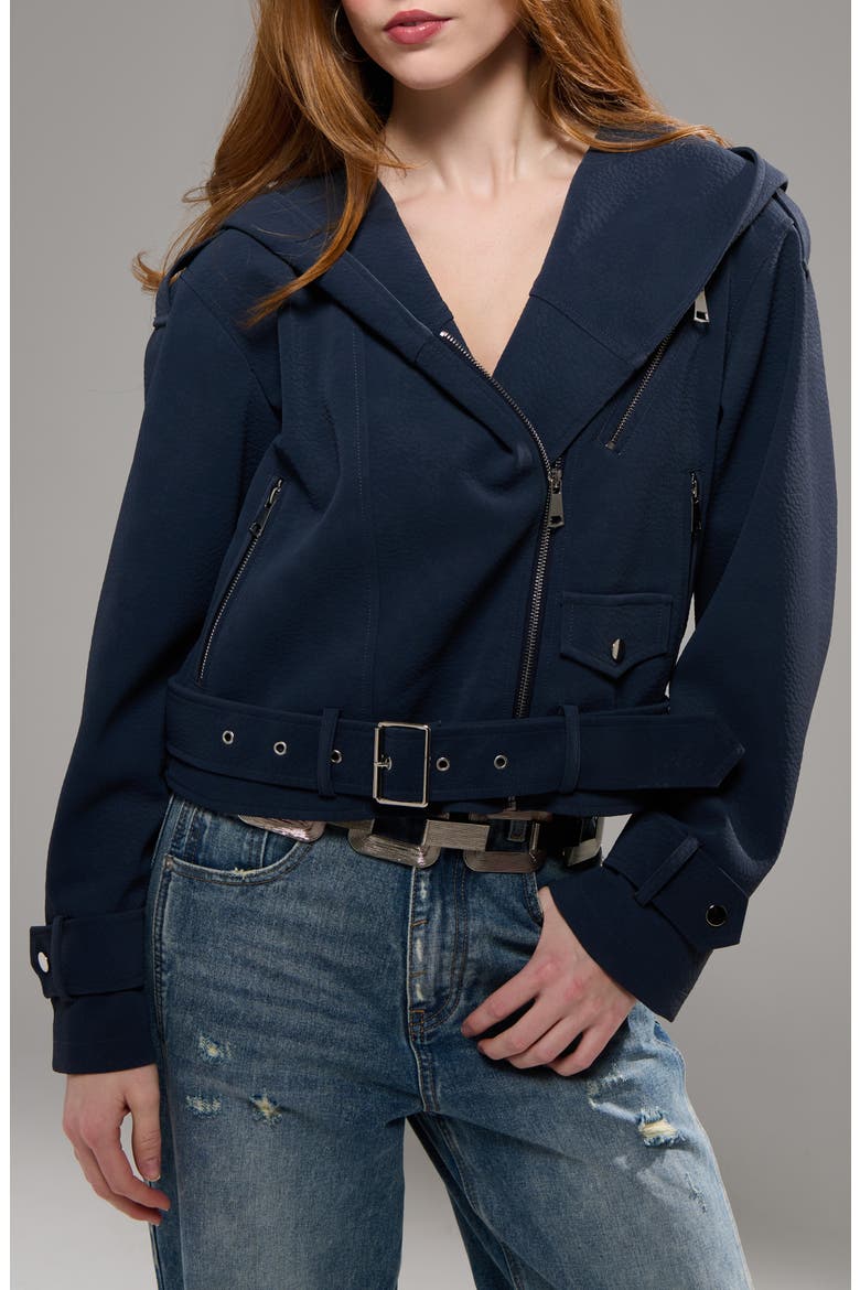 Vanta Faux Leather Moto Jacket, Main, color, NAVY
