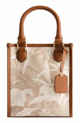 Tommy Bahama Floral Canvas & Leather Trim North/South Tote Bag