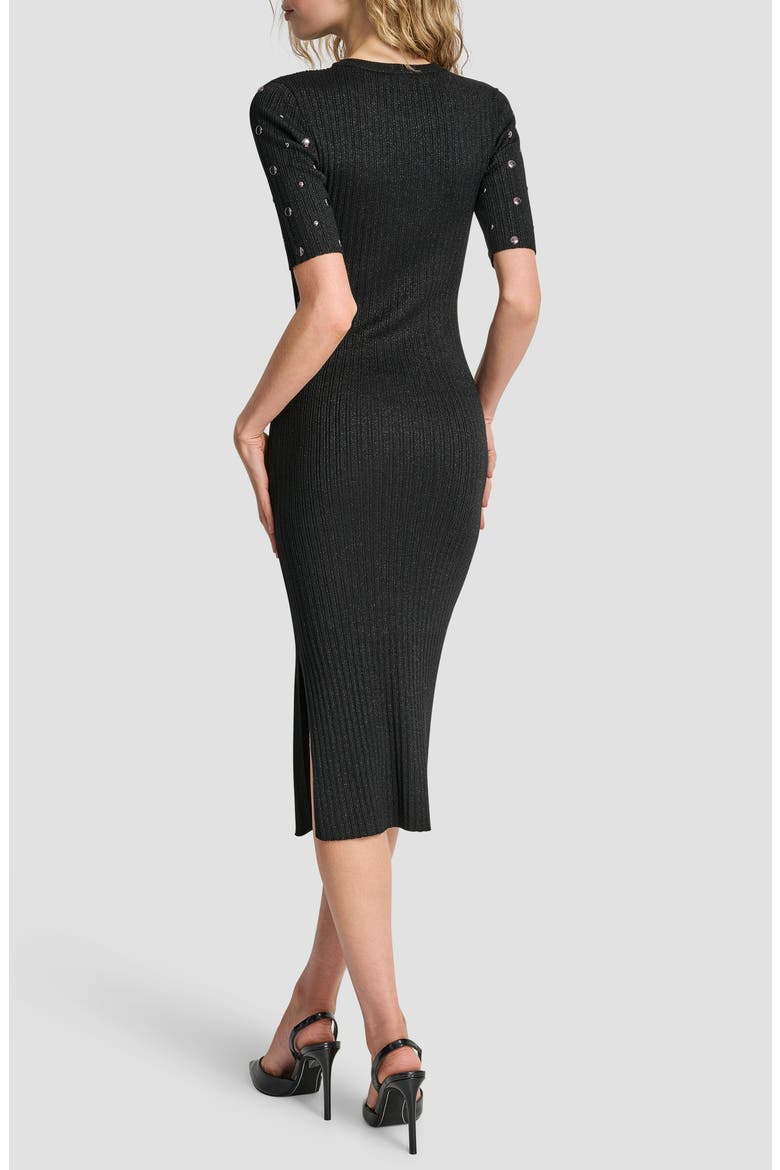 Metallic Studded Sweater Dress, Alternate, color, BLACK