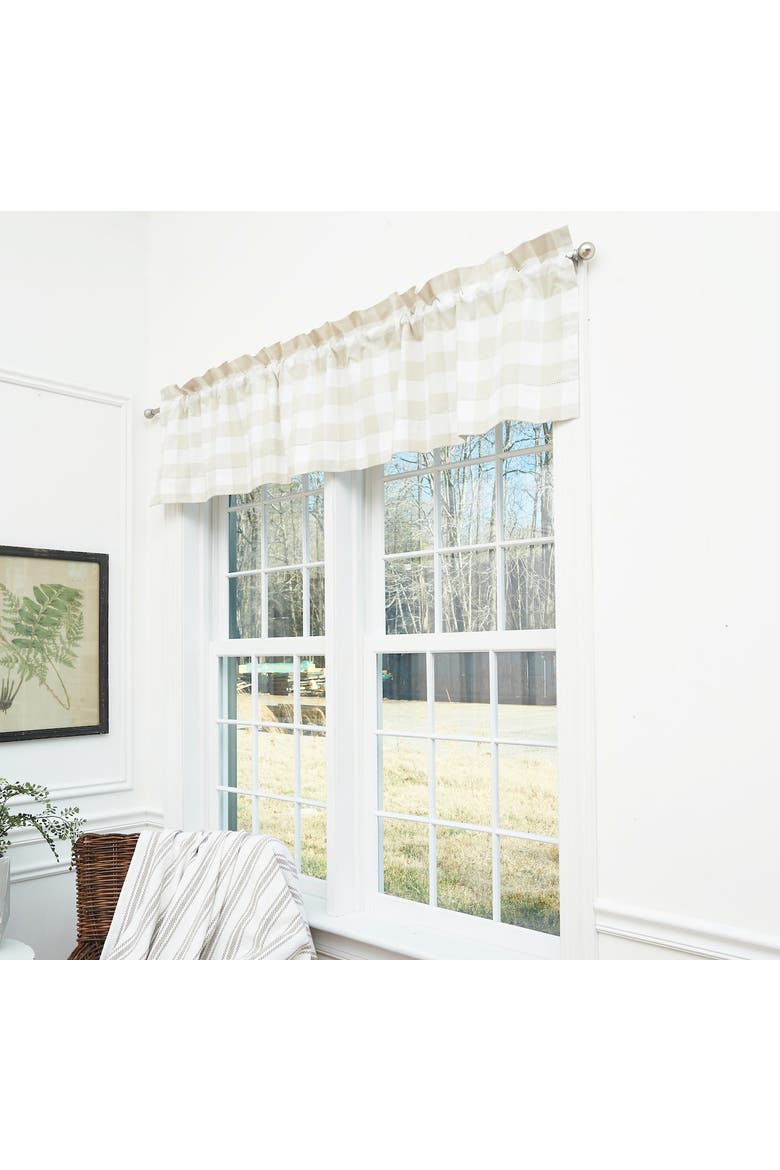 Franklin Pebble Gingham Check Window Valance Curtain Set of 2, Main, color, Gray