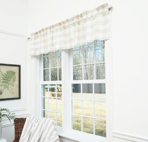 Franklin Pebble Gingham Check Window Valance Curtain Set of 2
