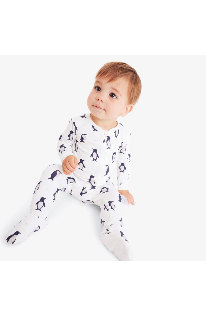 Primary Baby Organic Zip Footie In Holiday Animal Friends, Alternate, color, 
