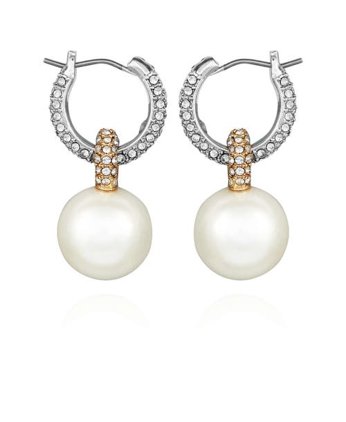 Vince Camuto Pearl Drop Hoop Earrings In Gold