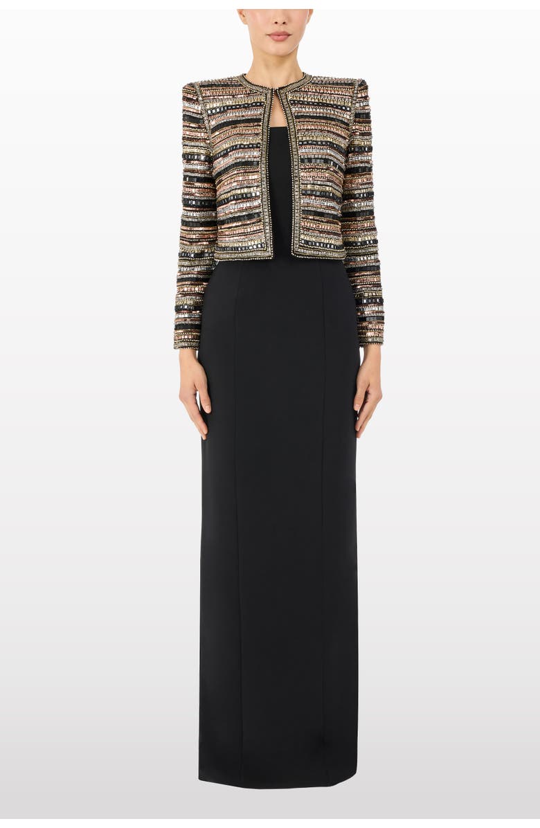 Jenny Packham Alma Beaded Jacket, Main, color, Liquorice