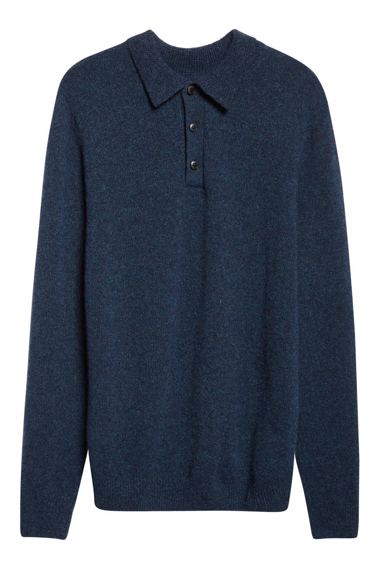 Lambswool Polo Sweater, Alternate, color, DARK PETROL TWIST
