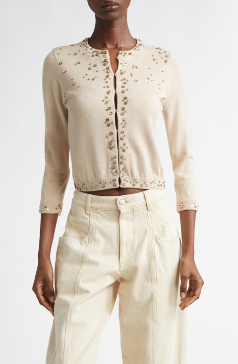Amaria Embellished Silk & Cashmere Cardigan
