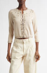 Isabel Marant Amaria Embellished Silk & Cashmere Cardigan