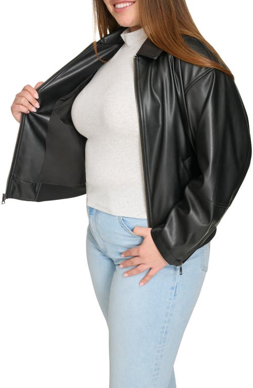 Levi's Plus Size Faux Leather Dad Bomber Jacket In Black