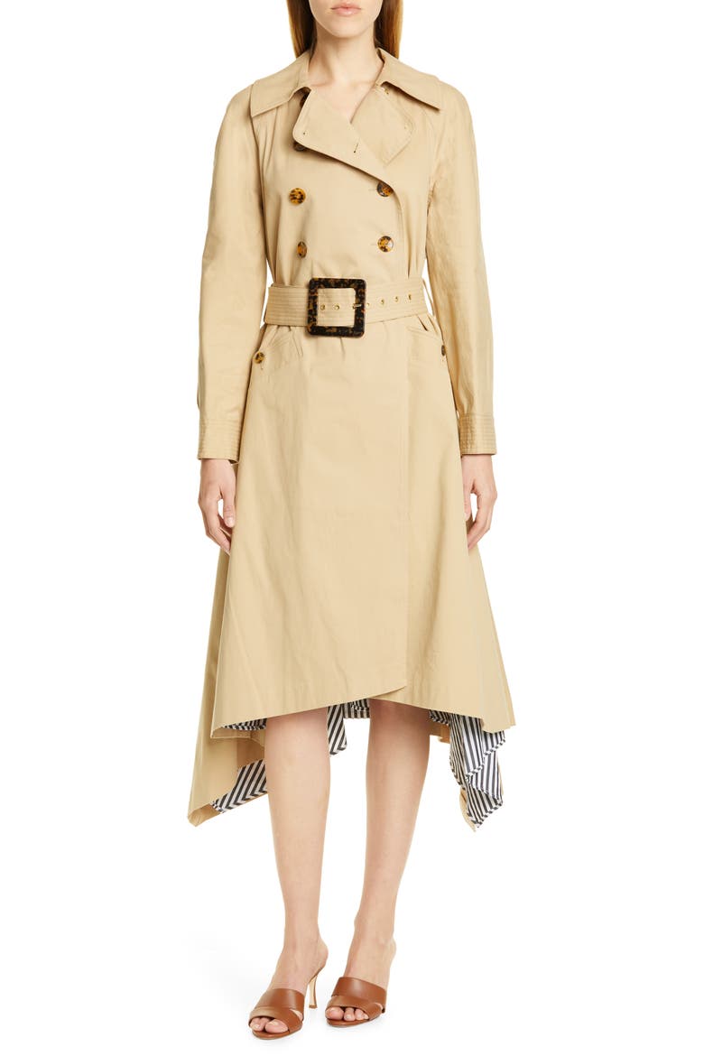 Tati Long Sleeve Midi Trench Dress, Main, color, SAND
