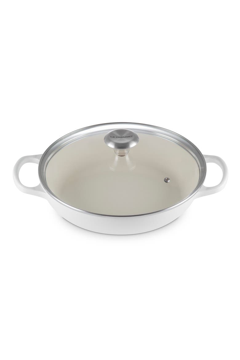 Signature 2.25-Quart Enameled Cast Iron Braiser, Main, color, WHITE