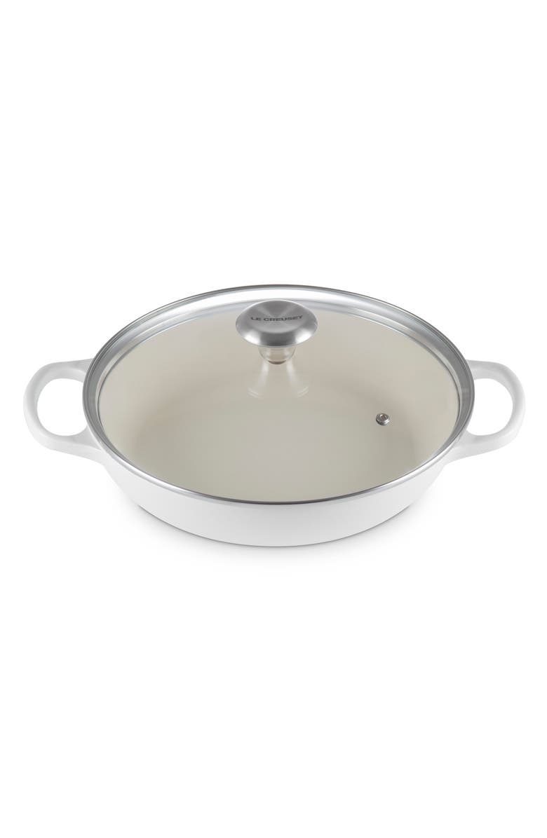 Le Creuset Signature 2.25-Quart Enameled Cast Iron Braiser, Main, color, White