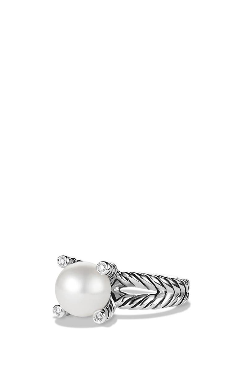 David Yurman Cable Pearl Ring with Diamonds, Alternate, color,