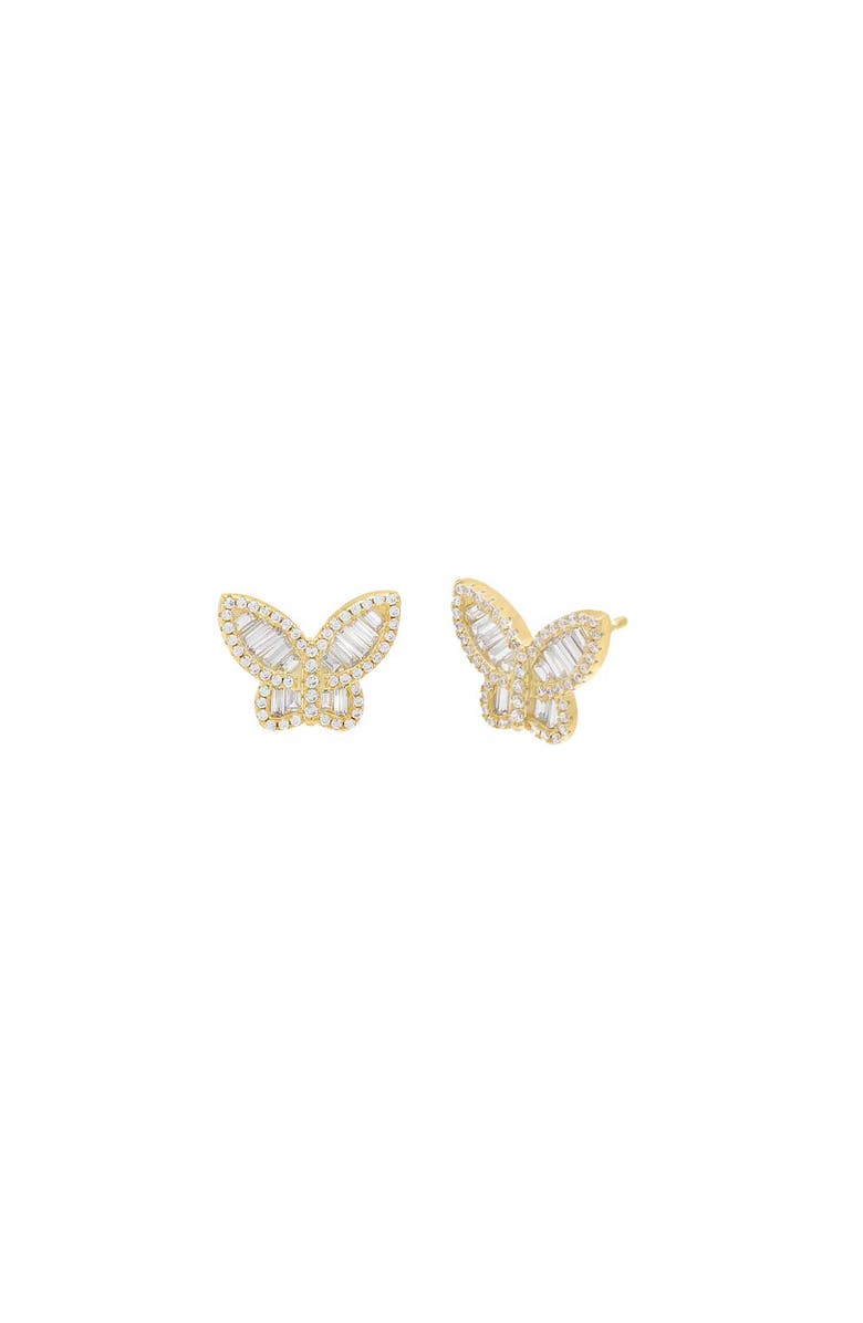 BY ADINA EDEN Small Pave X Baguette Butterfly Stud Earring, Main, color, 