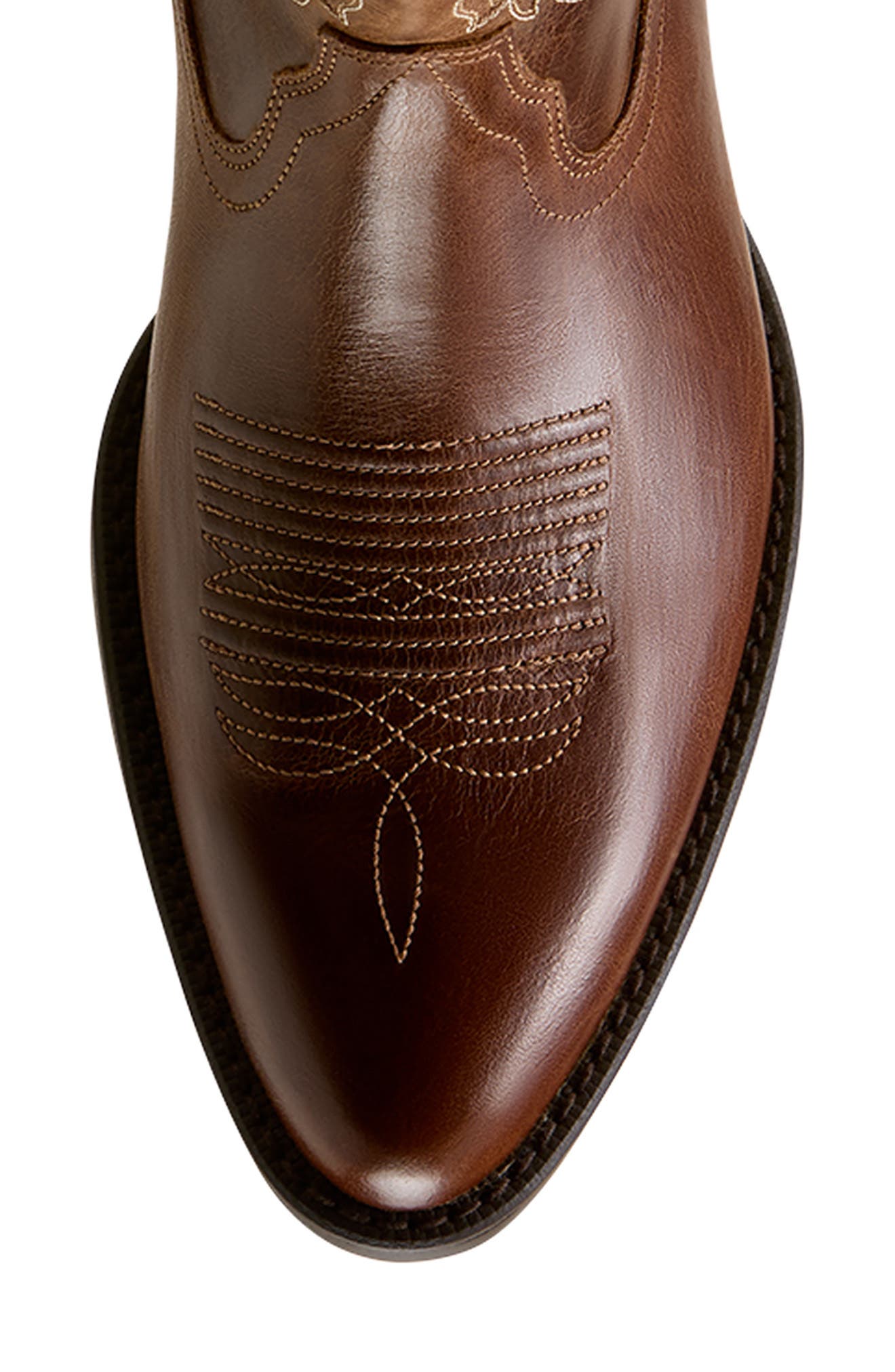 Sumter R Toe Western Boot, Alternate, color, DARK TAN