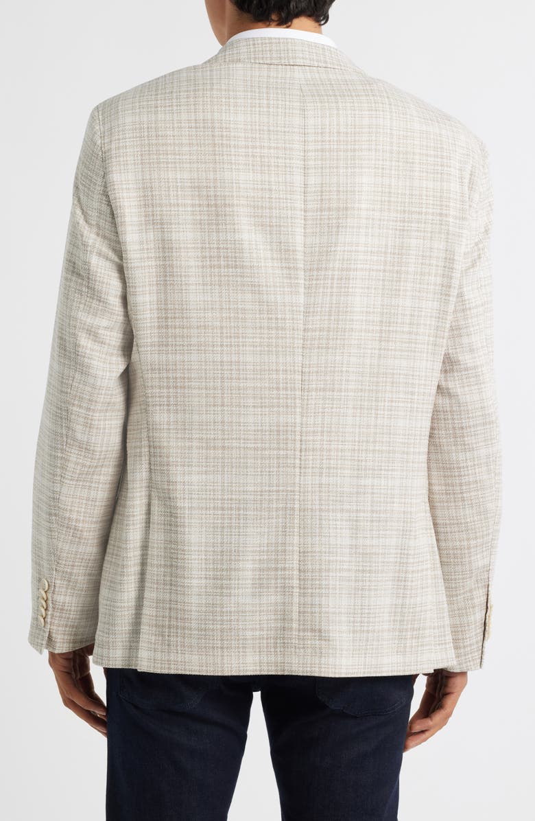 BOSS Jeff Regular Fit Tan Shadow Check Stretch Wool & Silk Blend Sport Coat, Alternate, color, Open White