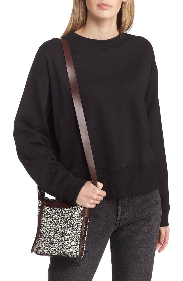 rag & bone Belize Mini Straw & Leather Bucket Bag, Alternate, color,