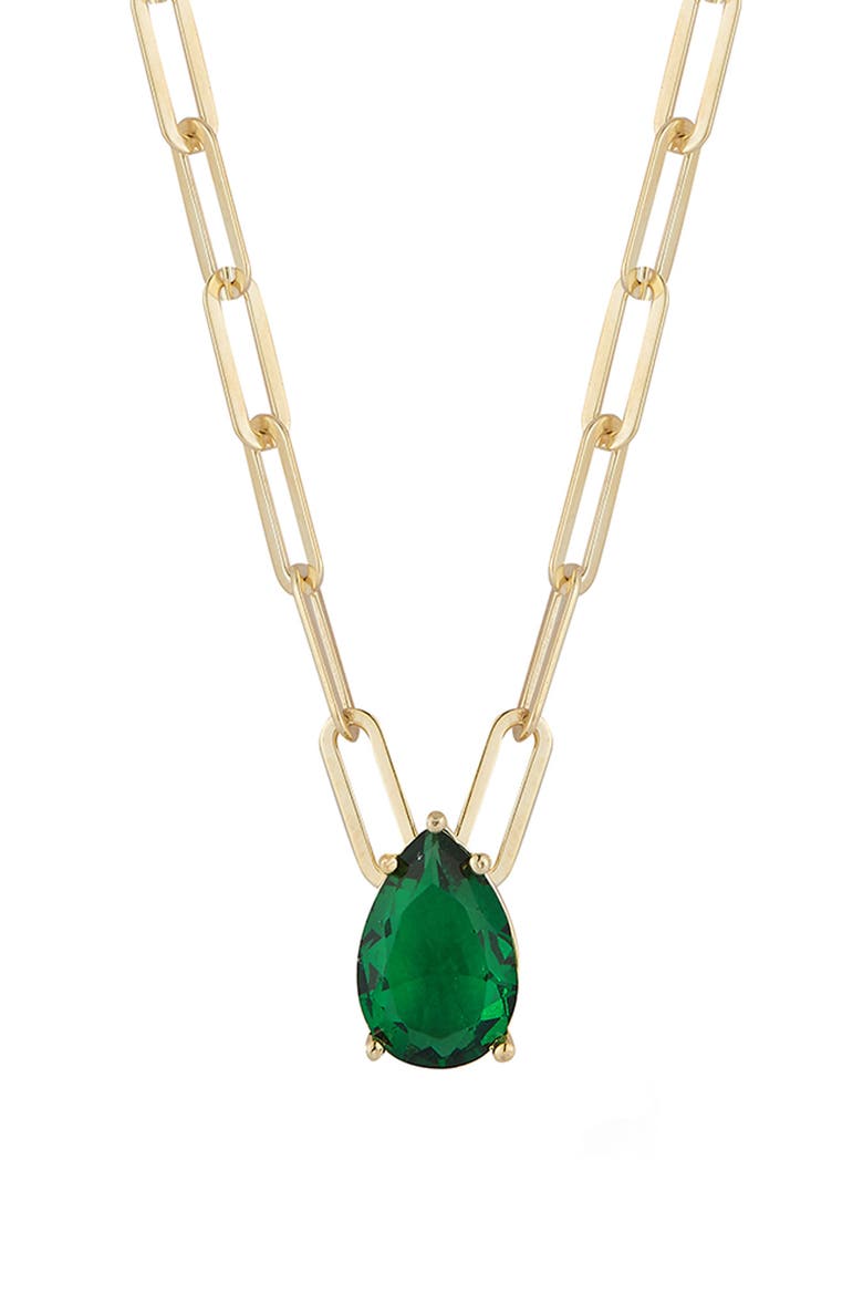 CZ Pendant Paper Clip Chain Necklace, Main, color, GOLD