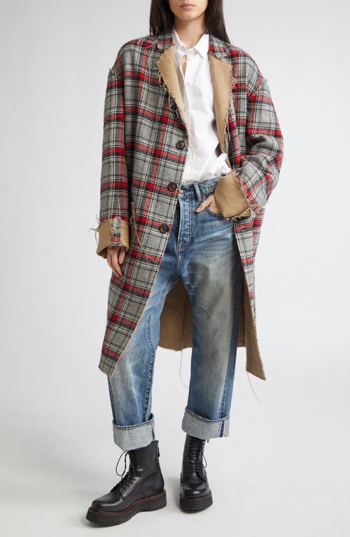 R13 Plaid Coat In Gray