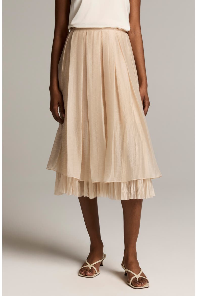 Pleated Layered Midi Skirt, Main, color, BLUSH CLOUD
