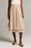 Vince Pleated Layered Midi Skirt