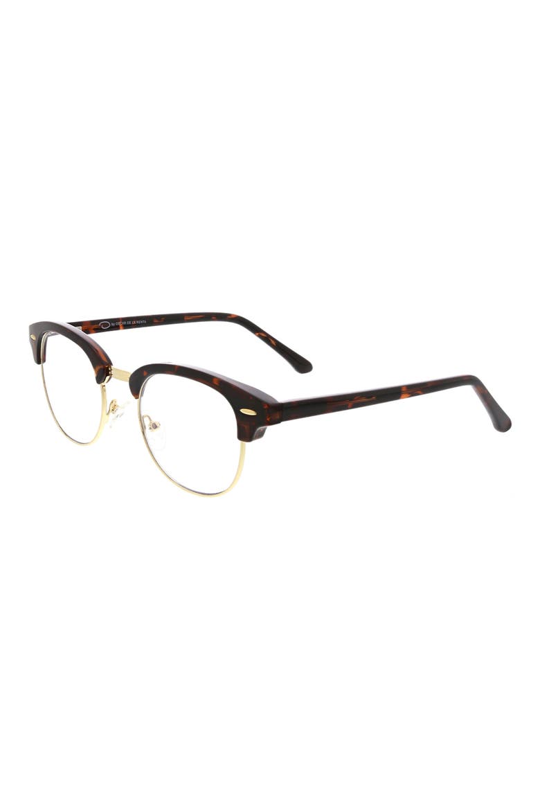 49mm Retro Half Rim Blue Light Blocking Reading Glasses, Alternate, color, DARK DEMI
